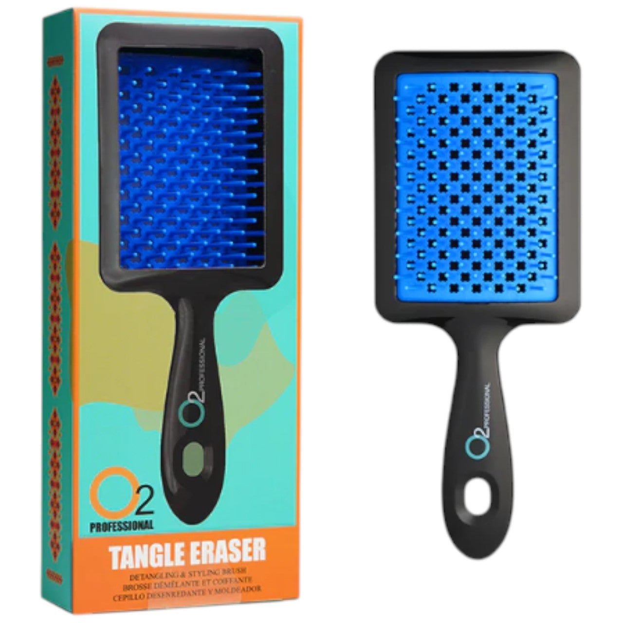 O2 TANGLE ERASER Detangling & Styling Brush - Blue