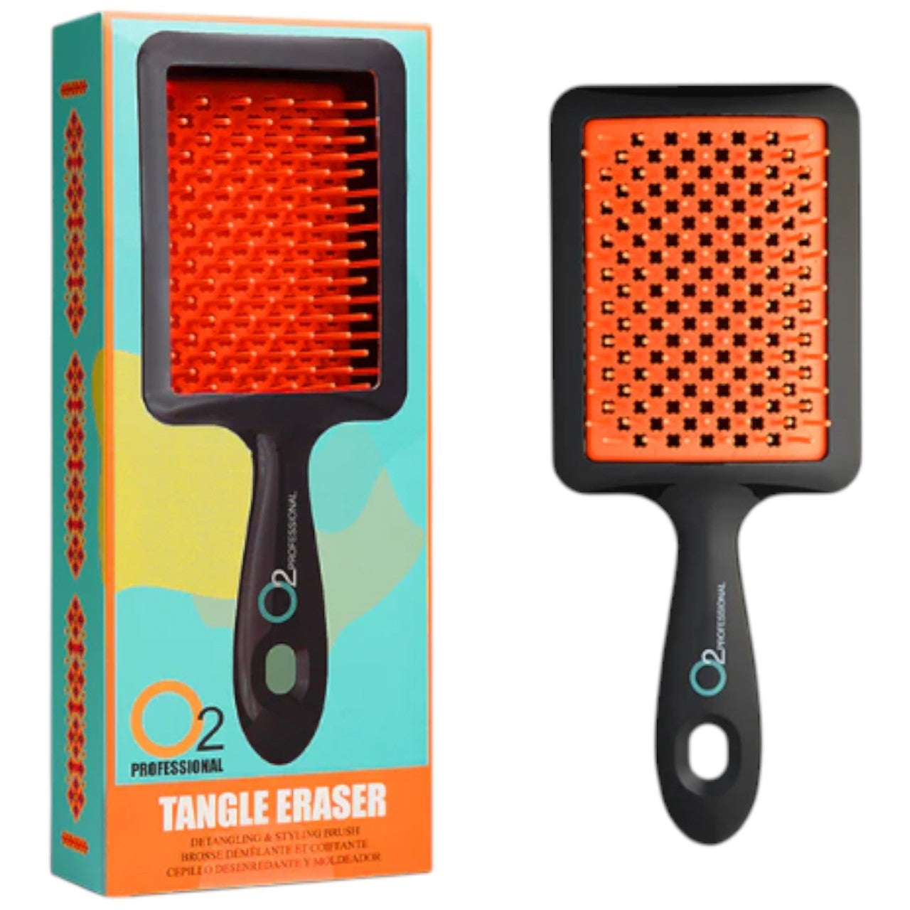O2 TANGLE ERASER Detangling & Styling Brush - Orange